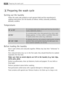 Page 80Preparing the wash cycle
Sorting out the laundry
Follow the wash code symbols on each garment label and the manufacturer’s
washing instructions. Sort the laundry as follows: whites, coloureds, synthetics,
delicates, woollens.
Temperatures
Before loading the laundry
Never wash whites and coloureds together. Whites may lose their “whiteness” in
the wash.
New coloured items may run in the first wash; they should therefore be washed
separately the first time.
Make sure that no metal objects are left in the...