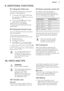 Page 159. ADDITIONAL FUNCTIONS9.1  Using the Child Lock
The Child Lock prevents an accidental
operation of the appliance.
1. To activate the function deactivate
the appliance with 
. Do not set an
oven function.
2. Touch and hold 
 and  at the
same time for 2 seconds.
SAFE comes on in the display.
To deactivate the Child Lock function
repeat step 2.
9.2  Using the Function Lock
You can activate the function only when
the oven operates.
The Function Lock prevents an
accidental change of the oven function.
1....