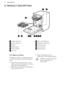 Page 63. PRODUCT DESCRIPTION1Upper spray arm2
Lower spray arm
3
Filters
4
Rating plate
5
Salt container
6
Air vent
7Rinse aid dispenser8
Detergent dispenser
9
Cutlery basket
10
Lower basket
11
Upper basket
3.1  Beam-on-Floor
The Beam-on-Floor is a light that shows
on the kitchen floor below the appliance
door.
• When the programme starts, a red light comes on and stays on for all theduration of the programme.
• When the programme is completed, a green light comes on.• When the appliance has amalfunction, the...