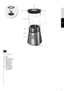 Page 1717
d 
GR
NL
F
GB
BA
H J
I
G C
d
E
F
A. Jug
B. Spout
C.	 Lid	with	filler	hole
D.  Measuring cup
E.  Rubber seal
F.  Blade assembly, 
detachable
G.  Locking collar
H.  Motor housing
I.  Control panel
J.	 Non-slip	feet
GB
Components   