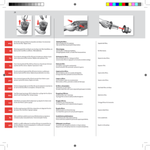 Page 282828
eng
de
fra
ita
esp
por
ned
dan
nor
sve
fin
gre
arb
B
Pull the filter cleaning rod (B) to its end position and release  it to remove dust from the inner filter.  Repeat 5 times.Cleaning the filters. (Recommended every 5th emptying). Take out both filters by pressing the release buttons Separate both filters.  
Filterreinigungsstab (B) vorsichtig bis zum Anschlag in den Filter hineinführen, um Staub aus dem Innenfilter zu entfernen. 5 Mal wiederholen.Filterreinigung (wird bei jeder 5. Entleerung...