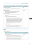 Page 127ItemDefaultApplication AuthenticationSpecify whether to enable or disable Application Authentication.OffApplication PasswordEnter the password to be used for Application Authentication.
Up to 32 alphanumeric characters can be used.(blank)Reset Security Settings
Reset the values of the following settings protected by Administrator
Authentication:
RICOH PJ X3351N/WX3351N/WX4241N
[Transmission WEP Key Number], [Network Key], [EAP Type],
[Client Certificate User Name], [MS-CHAP v2 User Name], [MS-
CHAP v2...