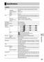 Page 1636
Appendices
161
Specifications
Camera
LensLens Construction: 7 elements in 5 groups (2 aspherical lens elements)
Focal length 18.3 mm
35	mm	equivalent	focal	
length Approx. 28 mm
Aperture F2.8 to F16
Focus Modes Multi AF, Spot AF, Pinpoint AF, Subject tracking AF, MF, Snap, Infinity, Face de -
tection priority AF (in Auto shooting mode / when [Portrait] of [Effect] is set), 
Continuous AF, Full Press Snap
Focus range
(From the front edge of 
the lens) Approx. 0.3 m (0.98 ft.) to infinity (standard)...