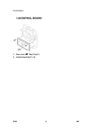 Page 1160Control Board 
B792 8  SM 
1.8 CONTROL BOARD 
 
1.  Rear cover (
 Rear Cover) 
2.  Control board [A] (
 x 2) 
 
  