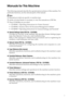 Page 3i
Manuals for This Machine
The following manuals describe the operational procedures of this machine. For
particular functions, see the relevant parts of the manual.
Note
❒Manuals provided are specific to machine type.
❒Adobe Acrobat Reader is necessary to view the manuals as a PDF file.
❒Three CD-ROMs are provided: 
• CD-ROM 1 Operating Instructions for Printer/Scanner
 CD-ROM 2 Scanner Driver & Document Management Utilities
 CD-ROM 3 Operating Instructions for General Settings and Facsimile
❖
❖❖...