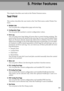 Page 189181
5. Printer Features
This chapter describes user tools in the Printer Features menu.
Test Print
This section describes the user tools in the Test Print menu under Printer Fea-
tures.
❖Multiple Lists
You can print the configuration page and error log.
❖Configuration Page
You can print the machines current configuration values.
❖Error Log
You can print error logs listing all errors that occurred during printing. The
most recent 30 errors are stored in the error log. If a new error is added when
there...