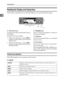 Page 20Getting Started
14
1
Reading the Display and Using Keys
This section explains how to read the display and use the Selection keys.
1.Selection keys
Correspond to items at the bottom line on
the display.
Example: The Copy display
 When the instruction “press [100%] ”
appears in this manual, press the left
selection key.
 When the instruction “press [R/E] ”
appears in this manual, press the cen-
tre selection key.
2. {Escape} key
Press to cancel an operation or return to
the previous display.
3. {OK} key...