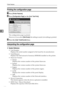 Page 146Printer Features
138
4
Printing the configuration page
APress [Printer Features].
BPress [Configuration Page] on the [List / Test Print].
The configuration page is printed.
However, if you select [Hex Dump], the setting is made, but nothing is printed. 
CPress the {User Tools/Counter} key.
Interpreting the configuration page
❖System Reference
Unit Number
Displays the serial number assigned to the board by its manufacturer.
Total Memory
Displays the total amount of memory (SDRAM) installed on the...