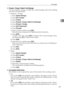 Page 77File Transfer
69
2
❖Program / Change / Delete E-mail Message
You can program, change, or delete the e-mail message used when sending
scan file as an attachment.
 Program / Change
APress [System Settings].
BPress [File Transfer].
CPress [TNext].
DPress [Program / Change / Delete E-mail Message].
EPress [Program / Change].
FPress [Not Programmed].
GPress [Change].
HEnter a name, and then press [OK].
Enter the name using up to 20 alphanumerical characters.
IPress [Edit].
To start a new line, press [OK] to...