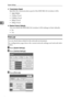 Page 74System Settings
66
2
❖Transmission Speed
Specifies the communication speed of the IEEE 802.11b (wireless LAN).
Auto Select
 11Mbps Fixed
 5.5Mbps Fixed
2Mbps Fixed
1Mbps Fixed
❖Restore Factory Defaults
You can return the IEEE 802.11b (wireless LAN) settings to their defaults.
No
Yes
Print List
You can check items related to the network environment.
The configuration page shows the current network settings and network infor-
mation.
APress [System Settings].
BPress [Interface Settings].
CPress...