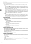 Page 82System Settings
74
2
❖Auto Specify Sender Name
Set whether or not to specify the name of the sender when sending e-mail.
On
If you select [On], the specified e-mail address will appear in the “From:”
box. If you do not specify the sender’s address, the administrator’s e-mail
address will appear in the “From:” box.
If you do not specify the sender when sending a file by e-mail under the
fax function, or if the specified e-mail address is not registered in the ma-
chine’s address book, the machine’s...