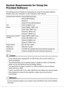 Page 140138
System Requirements for Using the 
Provided Software
The following environments are necessary for using the provided software.
Please check your computer, or the computer’s user manual.
Caution
• If your computer has an upgraded OS, the USB function may not work normally, so it 
cannot be supported.
• The provided software may not operate properly if changes are made to the operating 
system, such as with patches and service package releases.
• The camera does not support connection to a USB port...