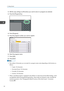 Page 622.Edit the copy settings so all functions you want to store in a program are selected.
3. Press the [Program] key.
4.Press [Program].
5. Press the program number you want to register.
6.Enter the program name.
7. Press [OK].
8. Press [Exit].
• The number of characters you can enter for a program name varies depending on the functions as
follows:
• Copier: 34 characters
• Document Server: 34 characters
• Facsimile: 20 characters
• Scanner: 34 characters
• When a specified program is registered as the...