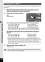 Page 128126
4Playing Back and Deleting Images
You can play back the movies you have taken. The sound is played back at the 
same time.
1Enter Q mode and use the four-way controller ( 45) to 
choose the movie you want to play back.
2Press the four-way controller 
(2).
Playback starts.
The following operations can be performed during playback.
Four-way controller ( 2)Pauses playback
Zoom button right ( y) Increases the volume
Zoom button left ( f) Reduces the volume
Press and hold the four-way controller (5)...