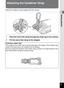 Page 3331
1Getting Started
Attaching the Carabiner Strap
Attach the carabiner strap supplied with the camera.
1Pass the end of the strap through the strap lug on the camera.
2Fix the end of the strap to the stopper.
Protective rubber ringThe carabiner has rubber rings to prevent damage to the display. These rubber rings 
cushion the impact when the carabiner hits the display.
Be sure to adjust the positions of the rubber rings as shown in the figure below for the 
best results before using the carabiner strap. 