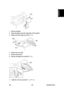 Page 61  
SM 1-29 B230/B237/D042 
Installation 
 
1.  Remove all tapes. 
2.  Open the duplex unit at the  right side of the machine. 
3.  Remove the front right cover [A] (
 x 1). 
 
4.  Remove the cover [B]. 
5.  Remove the tray [C]. 
6.  Remove the paper exit unit [D] (
 x 1). 
 
1.  Install the 1-bin tray unit [E] (
 x 1,  x 1).  