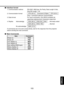 Page 103
103
Others
Interface format
1. Communication method RS-3C, 9600 bps, No Parity, Data Length: 8 bits;  
    Stop Bit Length: 1 bit
. Communication format   
STX (0 h)  Command (3 Byte)  ETX (03 h)
  Only 1 command valid per communication.
3. Data format    
For input commands, only ASCII-compliant all-
uppercase alphanumeric characters supported.
4. Replies  Acknowledge   
ACK (06 h)  CR(0 Dh) Data
 ... Normally ended
     
ACK (06 h)  ESC(1 Bh) ... Aborted
  No acknowledge   
NAK (15...