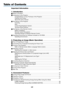 Page 10viii
Ta\ble of Contents
Im\fortant Informati\uon	..................\e..................\e..................\e..................\e..................\e.. i
1. Introduction	..................\e..................\e..................\e..................\e..................\e................ 1
1	 What’s	in	the	Box?	 ..................\e..................\e..................\e..................\e..................\e............... 1
2	Int\foduction	to	the	P\fojecto\f...