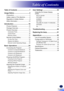 Page 3English
1
English
Table of Contents
Table of Contents ............................1
Usage Notice ....................................2
Precautions  .........................................2
Safety Labels of This Machine ............8
Regulation & Safety Notices  ...............9
Other Information ..............................15
Introduction ....................................16
Product Features  ..............................16
Package Overview ............................17
Product Overview...