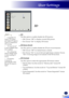 Page 47English
45
English
User Settings
3D
 3D
 
Use this option to enable/disable the 3D function. 
 Off: Choose “Off” to display normal (2D) picture.
 On: Choose “On” to display 3D format.
 3D Sync Invert
  Use this option to enable/disable the 3D sync invert function.
 Off: Choose “Off” for default frame contents.
  On: Choose “On” to invert left and right frame contents. Choose 
“On” if viewing image is not natural or felt 3D incorrect. 
 3D Format
  Use this option to select the appropriate 3D format...