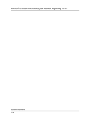Page 26PA R T N E R® Advanced Communications System Installation, Programming, and Use
System Components
1-16 