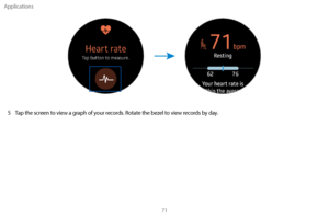 Page 81Applications71
5 Tap the screen to view a graph of your records. Rotate the bezel to view records by day. 
