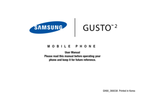 Page 2GH68_36603A  Printed in Korea
MOBILE PHONE
User Manual
Please read this manual before operating your
phone and keep it for future reference. 
