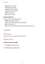 Page 49Applications
49
•	Message: Send a message.
•	Internet: Browse webpages.
•	Contacts: Open the contacts list.
•	S Planner: Open the calendar.
•	Memo: Create a memo.
•	 : End the current call.
During a video call
Tap the screen to use the following options:
•	MORE: Access additional options.
•	Switch : Switch between the front and rear cameras.
•	 : End the current call.
•	Mute : Turn off the microphone so that the other party cannot hear you.
Contacts
Introduction
Create new contacts or manage contacts on...