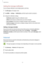 Page 54Applications
54
Setting the message notification
You can change notification sound, display options, and more.
1 Tap Messages on the Apps screen.
2 Tap MORE → Settings → Notifications, and then tap the switch to activate it.
3 Change the notification settings.
•	Notification sound: Change the notification sound.
•	Vibrate: Set the device to vibrate when you receive messages.
•	Pop-up display: Set the device to display messages in pop-up windows.
•	Preview message: Set the device to display message...