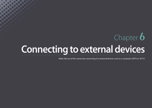 Page 158Chapter 6
Connecting to external devices
Make full use of the camera by connecting it to external devices such as a computer, HDTV or 3D TV. 