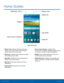 Page 1611Home Screen
Home Screen
Status icons
Notification icons
Home screen indicator Status bar
Widget
Apps list
App shortcuts
App folder
• Status icons: Displays information about the 
device, such as the network signal strength, 
battery level, the time, and more.
• Status bar: Displays device status icons (right) 
and notification icons (left) .
• App folder: Applications can be grouped into 
folders on the Home screens.
• Apps list: Allows quick access to all of your 
applications.
• App shortcuts:...