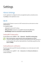 Page 9393
Settings
About Settings
Use this application to configure the device, set application options, and add accounts.
Tap 
Settings on the Applications screen.
Wi-Fi
Activate the Wi-Fi feature to connect to a Wi-Fi network and access the Internet or other 
network devices.
To use options, tap 
.
•	Advanced: Customise Wi-Fi settings.
•	WPS push button: Connect to a secured Wi-Fi network with a WPS button.
•	WPS PIN entry: Connect to a secured Wi-Fi network with a WPS PIN.
Setting Wi-Fi sleep policy
On the...