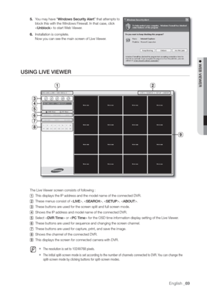 Page 69English _69
 WEB VIEWER
5. YWindows Security Alert