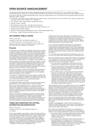 Page 129gnu generAL PubLIc LIcenSe
Version 2, June 1991 Copyright (C) 1989, 1991 Free Software Foundation, Inc.51 Franklin Street, Fifth Floor, Boston, MA 02110-1301, USA
Everyone is permitted to copy and distribute verbatim copies of this 
license document, but changing it is not allowed.
Preamble
The licenses for most software are designed to take away your freedom 
to share and change it. By contrast, the GNU General Public License is 
intended to guarantee your freedom to share and change free software 
to...