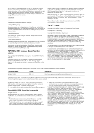 Page 140As you have not signed this license, you are not required to accept it. 
However, as the FreeType Project is copyrighted material, only this 
license, or another one contracted with the authors, grants you the righ\
t 
to use, distribute, and modify it. Therefore, by using, distributing, or 
modifying the FreeType Project, you indicate that you understand and 
accept all the terms of this license.
5. contacts
----------- 
There are two mailing lists related to FreeType:
o freetype@freetype.org 
Discusses...