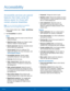 Page 97     
 
 
 
 
 
 
 
 
 
 
   
 
 
 
 
 
 
 
 
 
 
 
Accessibility
 
Accessibility services are special 
features that make using the 
device easier for those with 
certain physical disabilities. 
Note
: You can download additional accessibility 
applications from the Google Play store. 
1.  From a Home screen, tap  Apps > Settings 
> Per sonal

. 
2.  Tap Ac

cessibility for options: 
Vision 
• Dark screen: Keep the screen turned o� at all 
times for privacy. 
• Rapid key input: Release your...