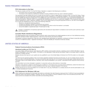 Page 8
8_Safety information
RADIO FREQUENCY EMISSIONS
FCC Information to the User
This device complies with Part 15 of  the FCC Rules. Operation is subject to the following two conditions: 
• This device may not cause harmful interference, and 
• This device must acce pt any interference received, including interf erence that may cause undesired operation.
This equipment has been tested and found to  comply with the limits for a Class A digital device, pursuant to Part 15 of the FCC  Rules. These 
limits are...