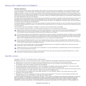 Page 14Regulatory information_ 8
REGULATORY COMPLIANCE STATEMENTS
Wireless Guidance
Low power, Radio LAN type devices (radio frequency (RF) wireless communication devices), operating in the 2.4 GHz/5 GHz Band, may be 
present (embedded) in your printer system. The following section is a general overview of considerations while operating a wireless device.
Additional limitations, cautions, and concerns for specific countries are listed in the specific country sections (or country group sections). The 
wireless...