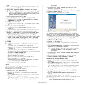 Page 30Getting started_ 5
install.
11. Whe
n the message which warns that all applications will close on your 
computer appears, click  Continue.
12. Select  Typ
 ical installation for a local printer  and then click OK.
 If you select  Typical installation for a network printer  during the 
machine driver installation, the  SetIP program automatically runs. 
If the machine has already configured network infomation, close 
the SetIP program. Go to the next step.
13. After th
e installation is finished, click...