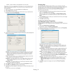 Page 61Printing_ 11
system , printer models or t he application you are using.
There are a lot of Linux applications  that allo
 w you to print using Common 
UNIX Printing System (CUPS). You can print on your machine from any 
such application.
1. Ope
n an application, and select  Print from the  File menu
2. Select  Print d
 irectly using lpr.
3. In
 the LPR GUI window, select the mo del name of your machine from 
the printer list and click  Properties.
4.Change the print job properties using th e following...