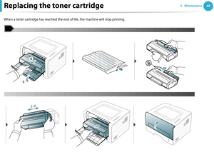 Page 49Replacing the toner cartridge493. Maintenance
When a toner cartridge has reached the end of life, the machine will stop printing.
1 
 2 
Downloaded From ManualsPrinter.com Manuals 