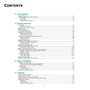 Page 54
CONTENTS
1. Introduction
Special Features  .................................................................................................................... 1.1
Understanding Component Locations  ........................................................................................ 1.2
Front View  ....................................................................................................................... 1.2
Rear View...