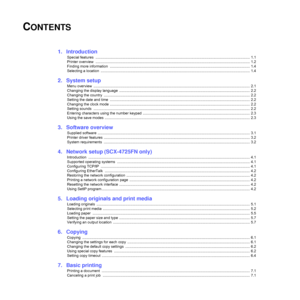 Page 5
CONTENTS
1.  Introduction
Special features  ...................................................................................................................................................... 1.1
Printer overview  .............................................................................................................. ........................................ 1.2
Finding more information  .........................................................................................................