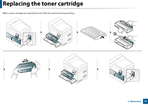 Page 76Replacing the toner cartridge
763.  Maintenance
When a toner cartridge has reached the end of life, the machine will stop printing.
Downloaded From ManualsPrinter.com Manuals 