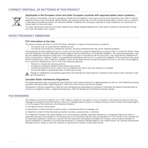 Page 8
8_Safety information
CORRECT DISPOSAL OF BATTE RIES IN THIS PRODUCT
(Applicable in the European Union and other European countries with separate battery return systems.)
This marking on the battery, manual or packaging indicates that  the batteries in this product should not be disposed of with ot her household 
waste at the end of their workin g life. Where marked, the chemical symbols Hg, Cd  or Pb indicate that the battery contains mercury, cadmium 
or lead above the reference levels in EC Directive...