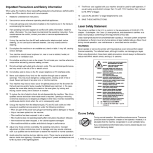 Page 8i
Important Precautions and Safety Information
When using this machine, these basic safety precautions should always be followed to 
reduce risk of fire, electric shock and injury to people:
1 Read and understand all instructions.
2 Use common sense whenever operating electrical appliances.
3 Follow all warnings and instructions marked on the machine and in the literature 
accompanying the machine.
4 If an operating instruction appears to conflict with safety information, heed the 
safety information....