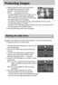 Page 5050
Protecting images
Images can be displayed continuously at pre-set intervals. You can view the slide show by
connecting the camera to an external monitor.
1. Press and hold the Play mode button for 2 seconds, and
press the Menu button.
2. Press the LEFT/ RIGHT button and select the [SLIDE]
menu tab.
3. Use the UP and DOWN buttons to select the desired
submenu value, and then press the RIGHT button.
- Slide Show Display Interval: OFF, 1 ~10 seconds
4. Use the UP and DOWN buttons to set whether to...