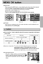 Page 2929
MENU/ OK button 
[ Menu on ] [ Menu off ]
Pressing the 
MENU
button
MODEAUTO
PROGRAM
SCENE
2560
Exposure compensation: This camera automatically adjusts the exposure according to the
ambient lighting conditions. In PROGRAM mode, the exposure
compensation can be adjusted between -2.0EV and +2.0EV (at 0.5EV
increment), and in Night mode, you can set the long time shutter.
Compensating Exposure
1. Press the +/- button, and then use the UP and DOWN
buttons to select the exposure compensation icon (...