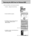 Page 116116
Removing the USB Driver for Windows 98SE
To remove the USB driver, refer to the process shown below.
1. Trace [Start Settings] and click [Control Panel].
[Click !]
4. Uninstallation is complete.  Click the [Finish] button and
the window will disappear.
[Click !]
2. Double-click [Add/Remove programs].
3. The [Add/Remove Programs Properties] window will
open. Click [Digimax V4000] and click the
[Add/Remove] button.
Downloaded From camera-usermanual.com Samsung Manuals 