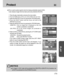 Page 7373
PLAY
Protect
This is used to protect specific shots from being accidentally erased (LOCK).
It also releases images that have been previously protected (UNLOCK).
1. Press the play mode button and press the menu button.
2. 
Press the DOWN button and the cursor will be shifted to the main menu.
3. Select the [PROTECT] menu by pressing the UP/DOWN button.
4. Press the RIGHT button and the cursor will shift to the
[PROTECT] sub menu.
5. Select the desired sub menu by pressing the UP/DOWN button.
- [ONE...